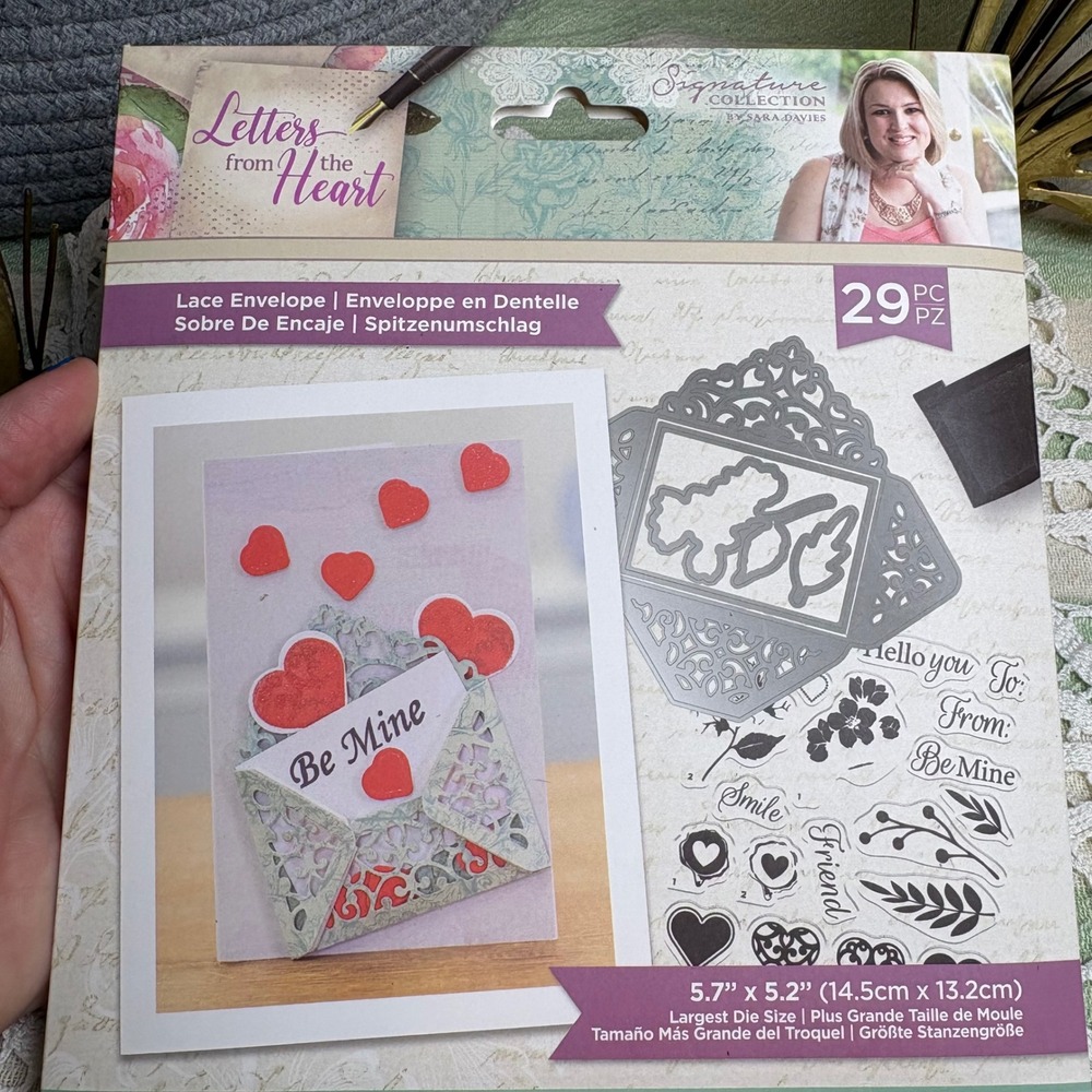 Crafters Companion Lace Envelope Die Stamp Set Crafting Floral Valentines